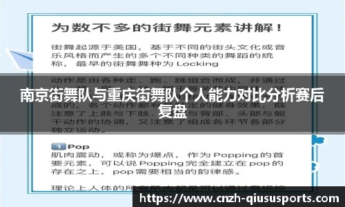 南京街舞队与重庆街舞队个人能力对比分析赛后复盘